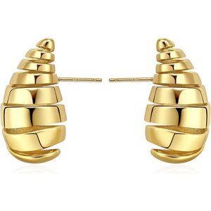 ⚡Gold Spiral Stud Earrings Unique Layered Twist Earrings for Women Fashion
